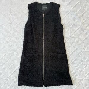 Sanctuary Sherpa Zip Mini Sweater Dress Sleeveless Lined Black Size Small
